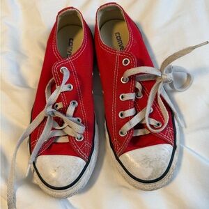 Converse Kids Red Canvas Low-Top Sneakers with White Trim